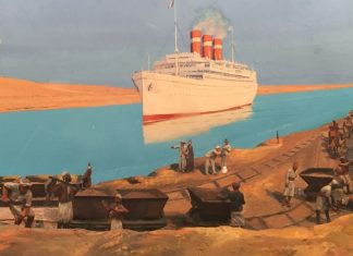 SUEZ, CANAL HISTORIQUE "Vers les Mers du Sud", maquette de l'exposition "L' épopée du Canal de Suez"