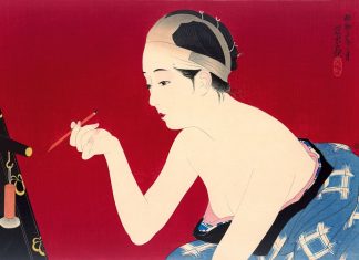 LE TEMPS DE L’ESTAMPE Femme se maquillant