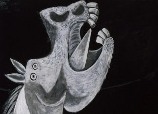 PICASSO S’EN VA-T-EN GUERRE Peinture préparatoire Guernica